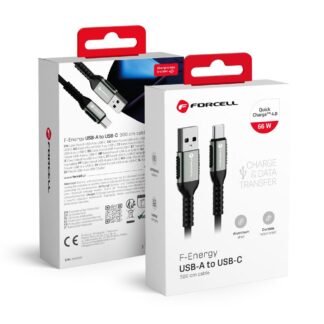Cable USB A to USB C Forcell F-Energy QC4.0 3A 66W Cafule 3 m C256 black