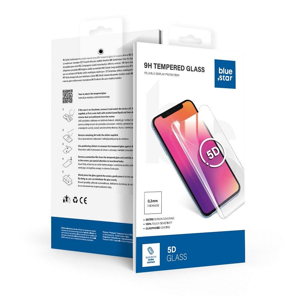 Tempered glass to Samsung Galaxy A37 5G (full glue / case friendly) Blue Star 5D black