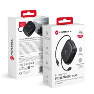 Powerbank compatible with MagSafe Forcell F-Energy F10K5 PD3.1 QC3.0 3A 22,5W 10000 mAh compatible with Apple Watch black
